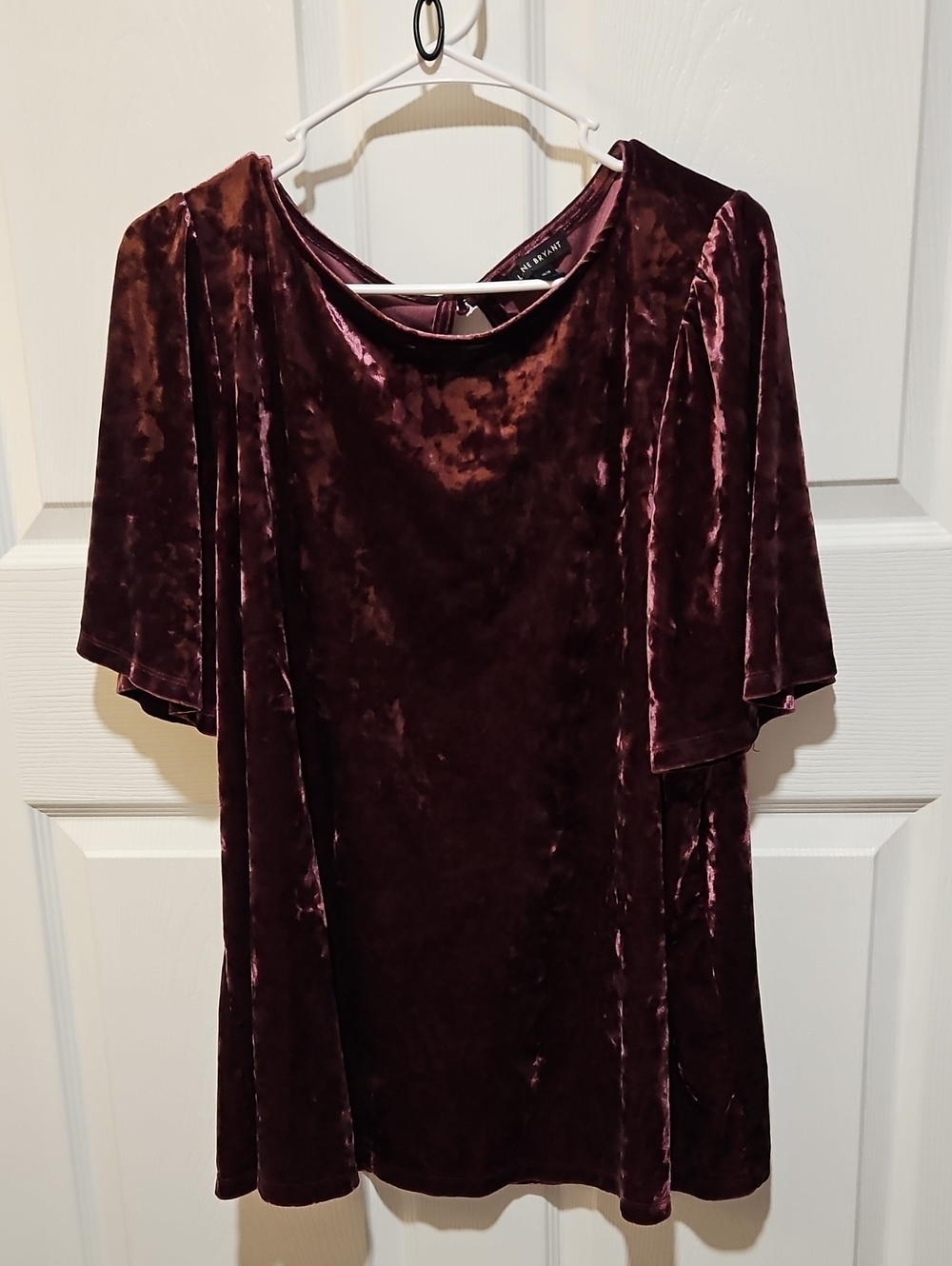 Lane Bryant Velvet Blouse in Deep Burgundy